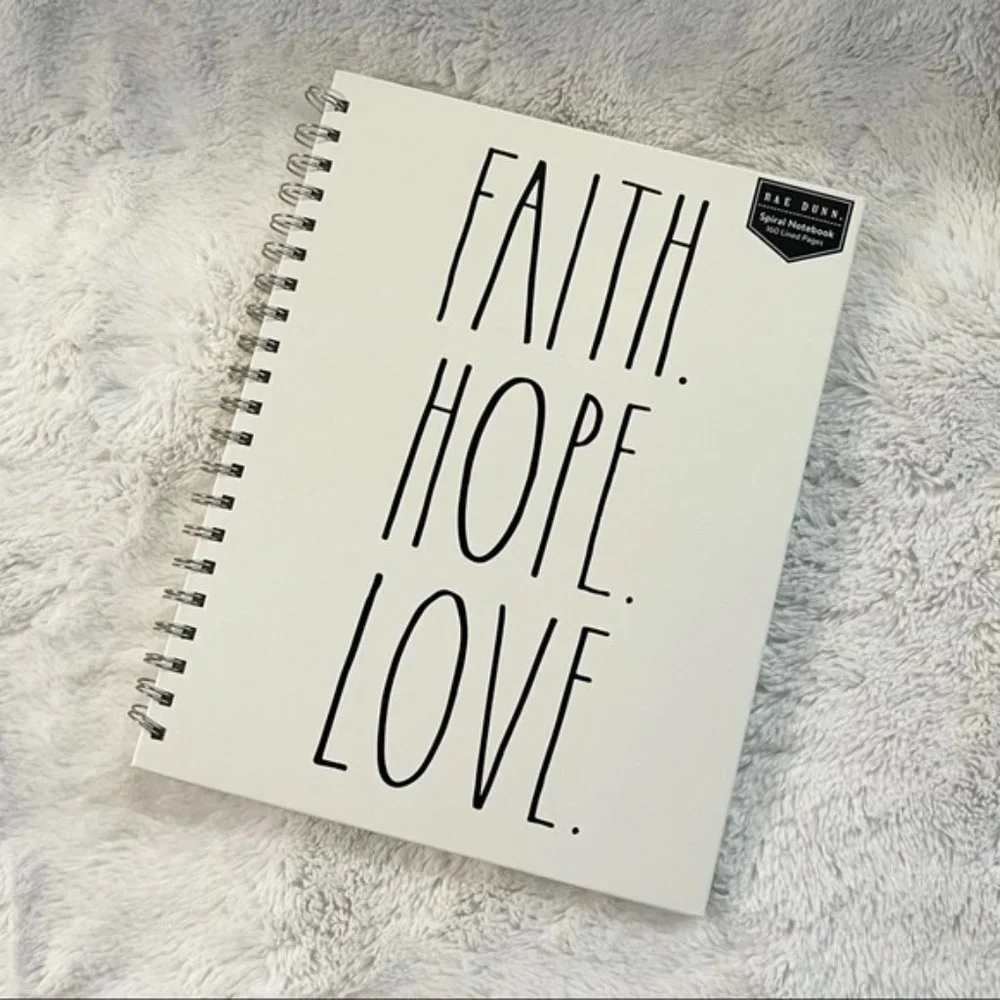 🌼Rae Dunn “FAITH HOPE LOVE” Large Spiral Notebook LL Farmhouse Journal NWT - Picture 8 of 10